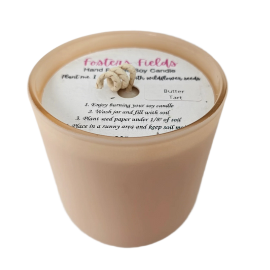 Warm and cozy Butter Tart candle in soft beige jar — sweet, bakery-inspired scent