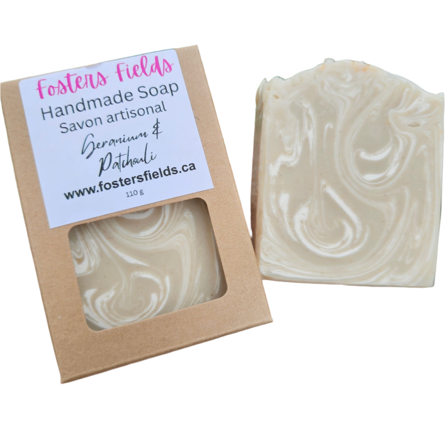 neutral swirls in the essential oil soap scented with geranium and pathcouli