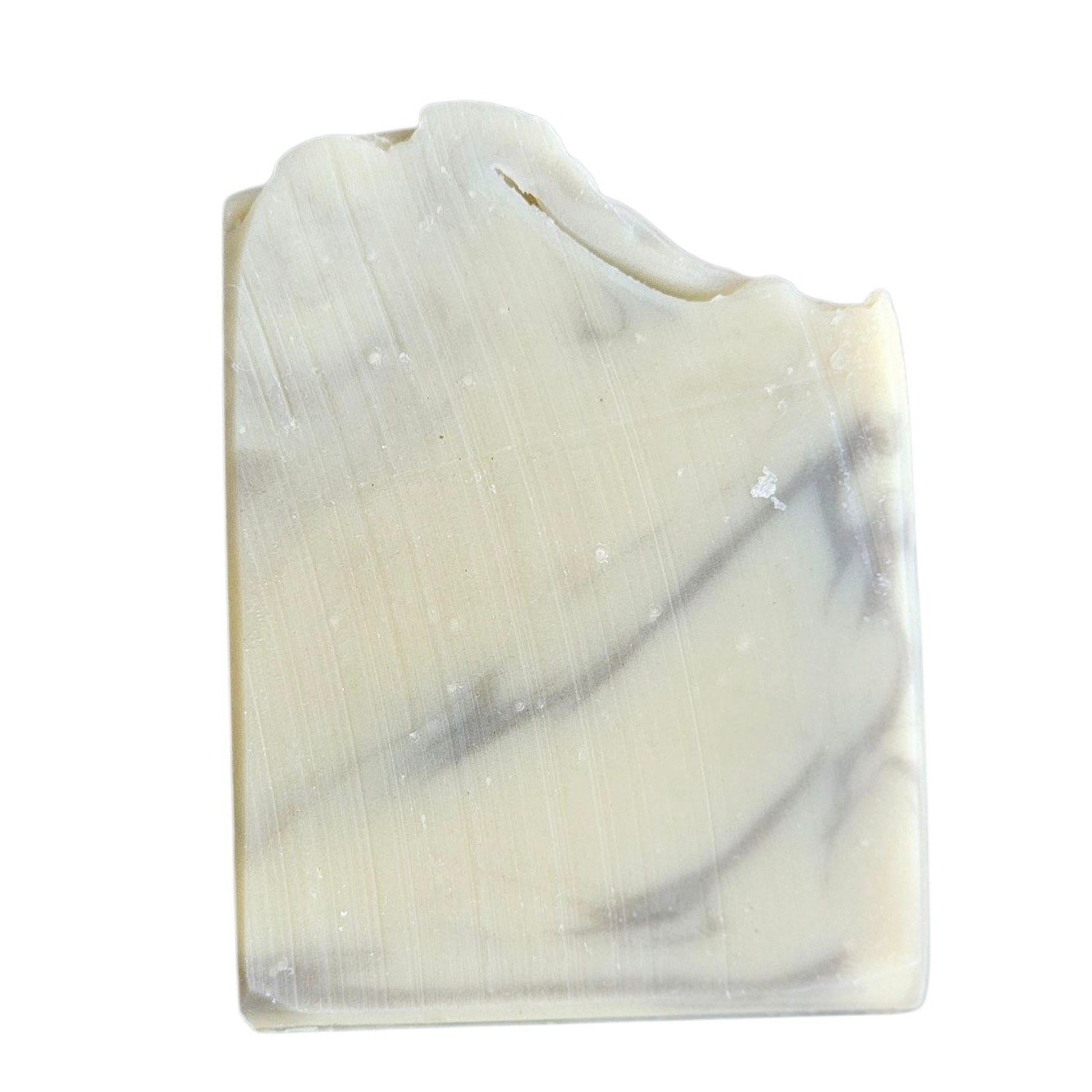 Marble-patterned soap bar on a white background