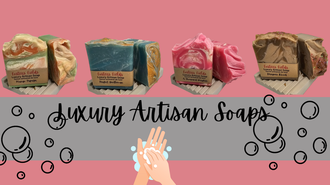 Ontario-made handmade soaps with a beautiful array of natural hues, showcasing artisan craftsmanship using natural ingredients for sensitive skin. #HandmadeSoap #OntarioMade #NaturalSoap #SensitiveSkin #ArtisanSoap #CanadianSmallBusiness