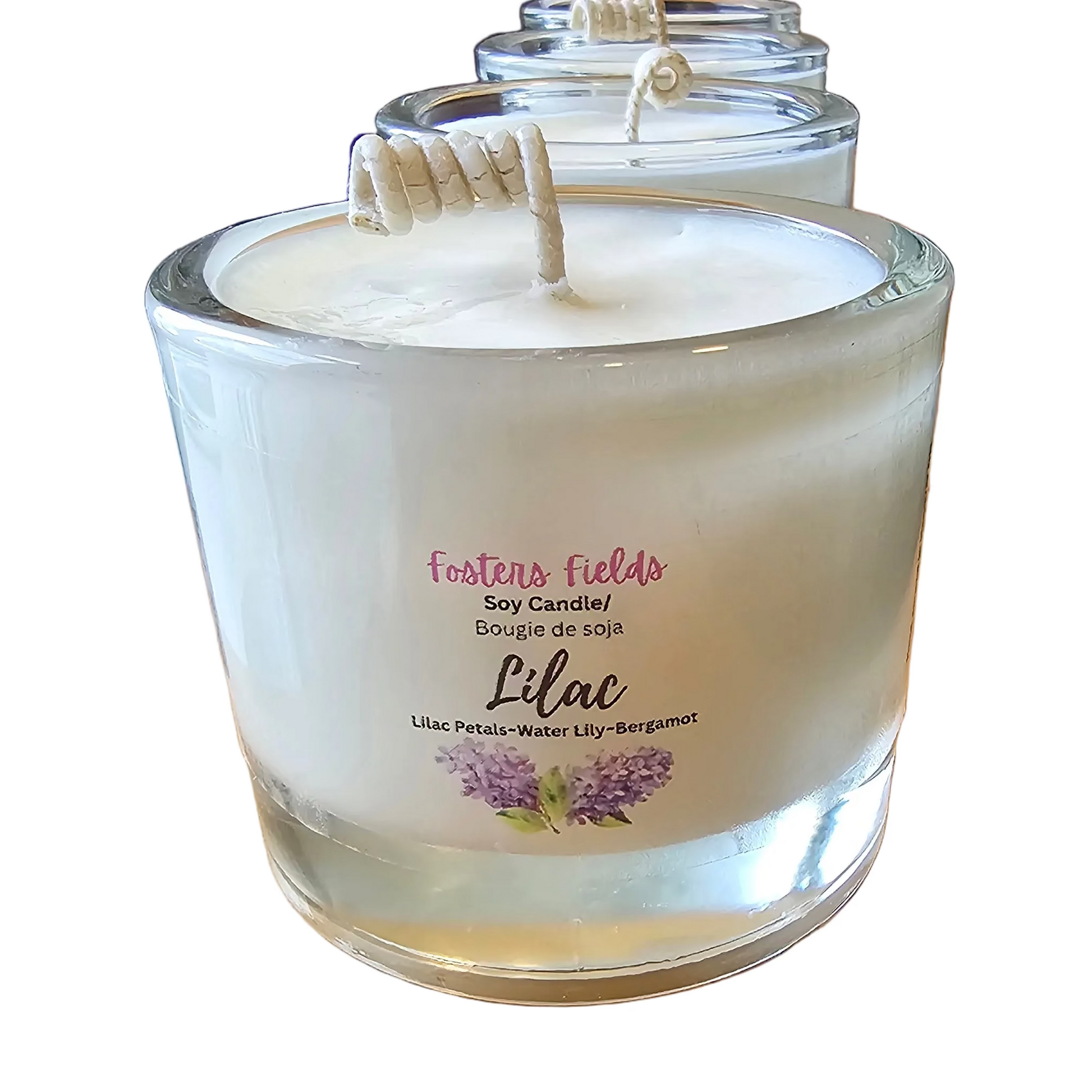 Candle in a glass jar on a white background