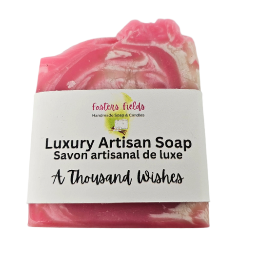 pink and white swirls in this handmade soap bar, beautifully scented in a light girly fragrance. natural soap 110 grams