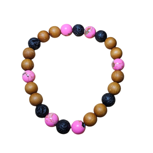 Pink Shell and Sandalwood Bracelet