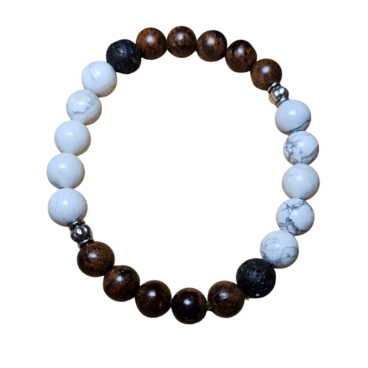 Howlite and Sandalwood Bracelet