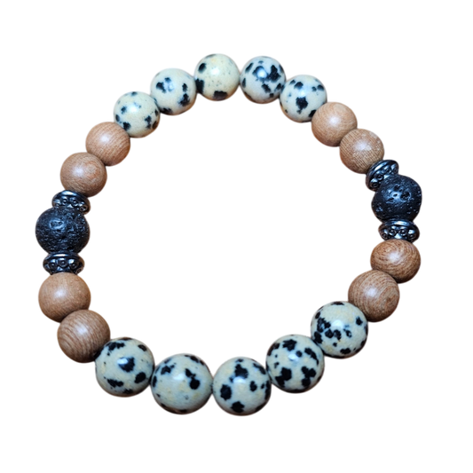 Dalmatian Jasper and Sandalwood Bracelet