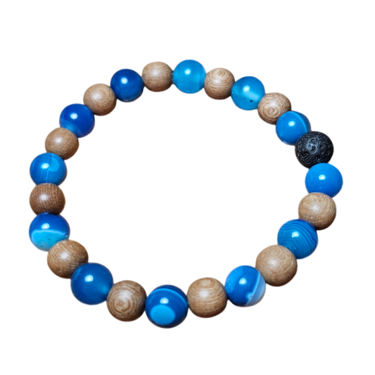 Agate and Sandalwood Bracelet