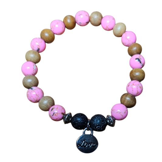 Sandalwood and Pink Shell Bracelet