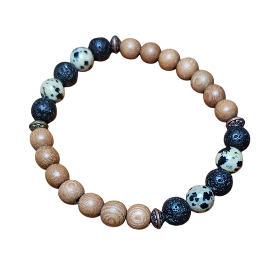 Sandalwood and Dalmatian Jasper Bracelet