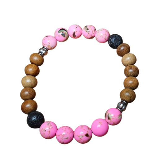 Pink Shell and Sandalwood Bracelet