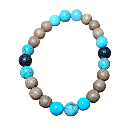 Turquoise and Sandalwood Bracelet