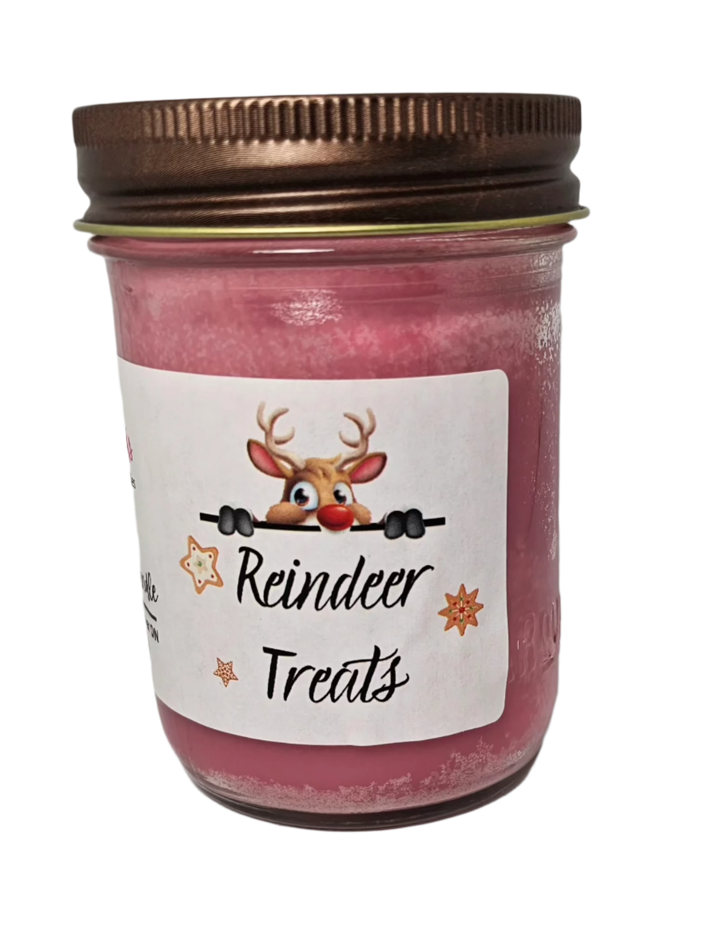 natural hand poured soy candle, Reiender Treats is scented with berries and vanilla