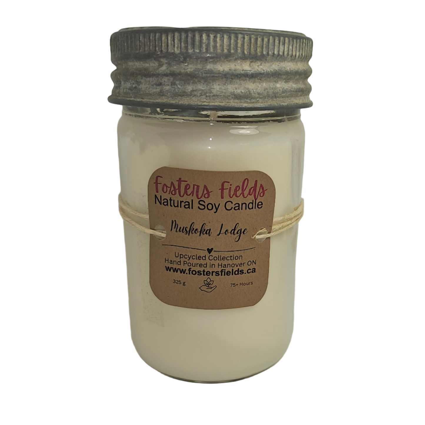 Jar candle with a label on a white background