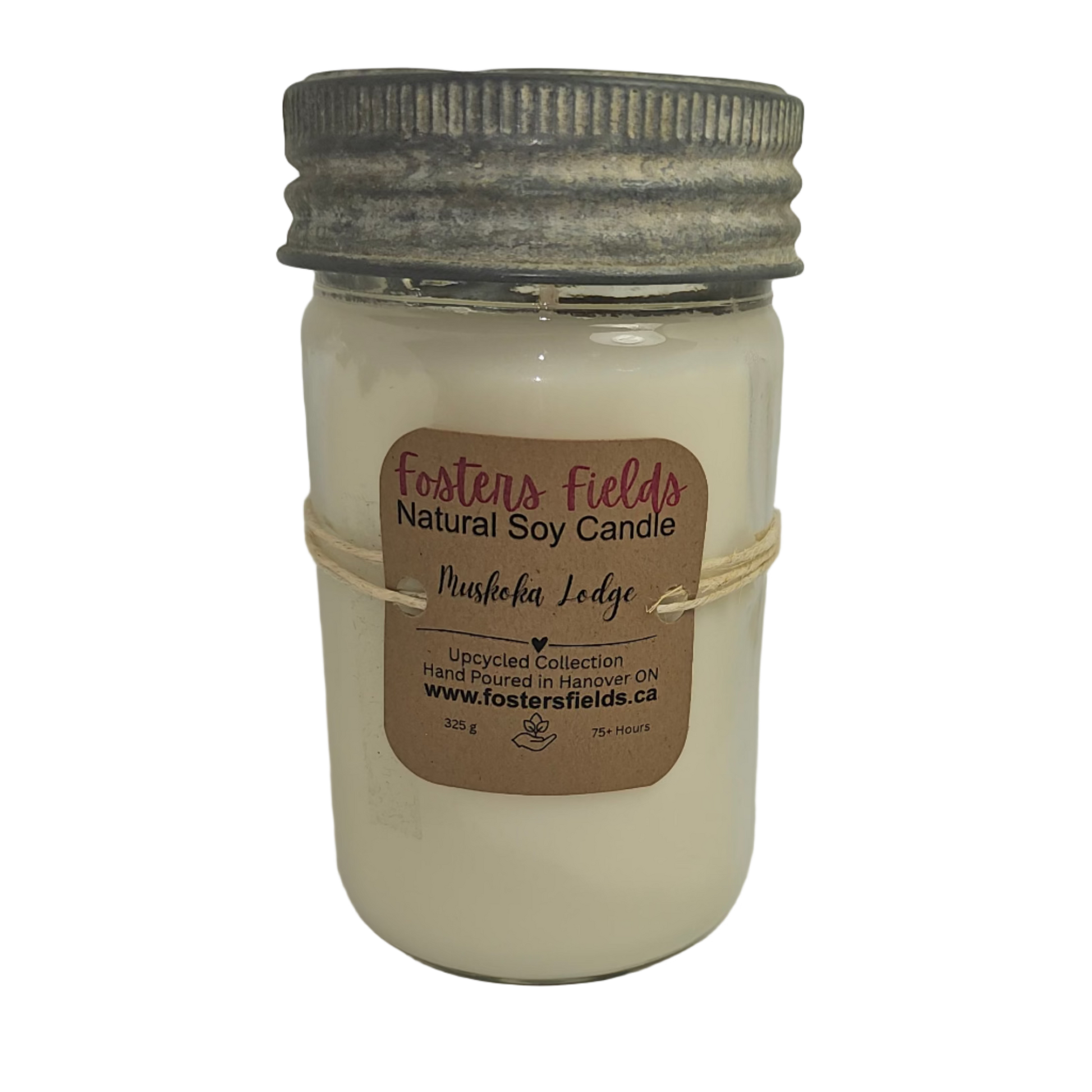 Jar candle with a label on a white background