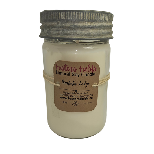 Jar candle with a label on a white background