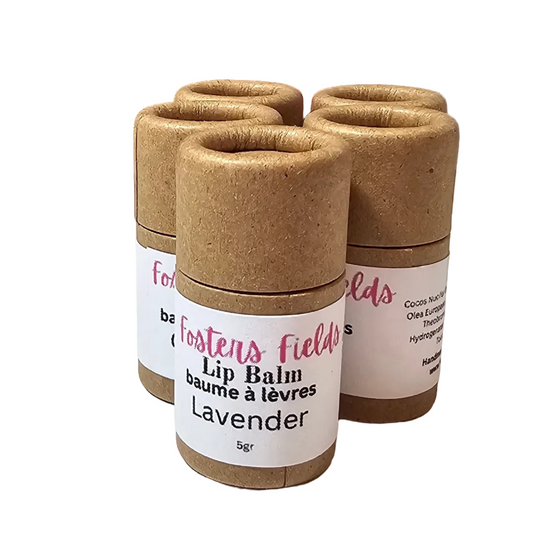 Natural lip balm in a kraft push up tube, lavender