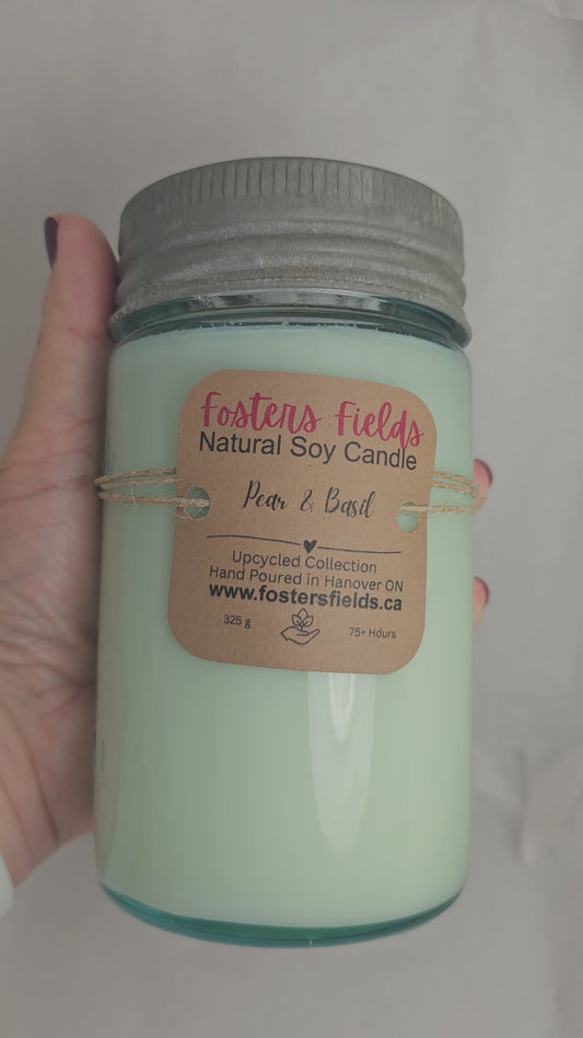 Upcycled Soy Candle Pear and Basil