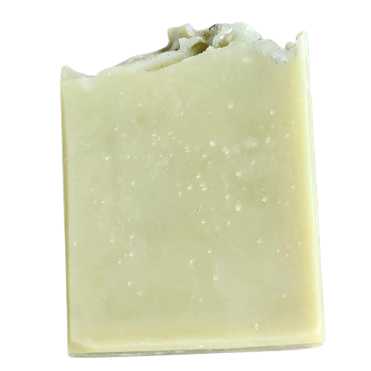 LIght green handmadesoap bar, neutral, essential oils, lemongrass and rosemary