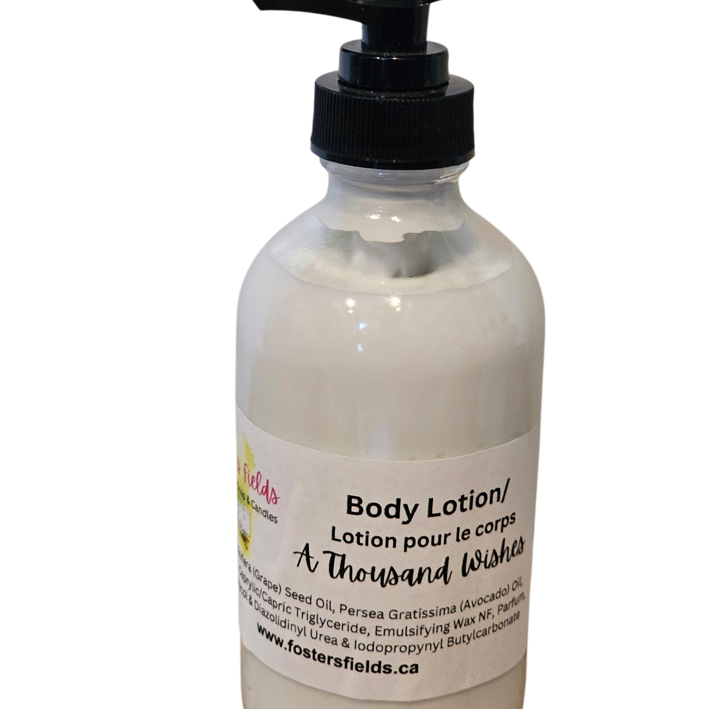Body lotion bottle with pump on a white background, A Thousand Wishes