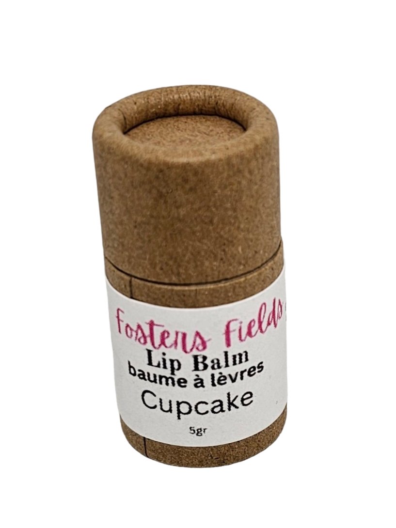 vegan lip balm in kraft push up tube 5g cupcake